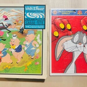Warner Bros. Looney Tunes & Disney three little pigs Puzzles vintage